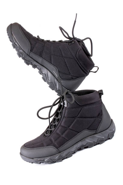 istock Black men's autumn boots isolated on a white background 1441086167