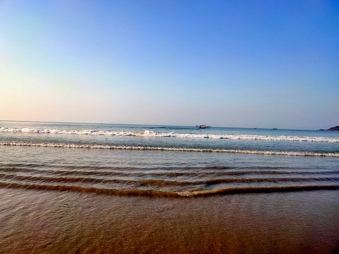 Beach in mornings blue sky & blue sea Karnataka
