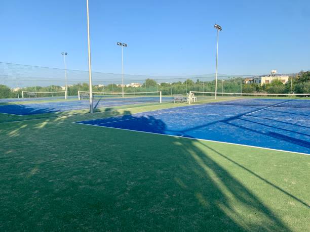 istock Empty tennis courts in the morning 1441091848