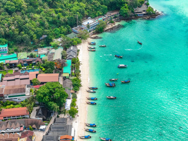 istock Aerial view of Ton Sai Beach in Koh Phi Phi, Krabi Thailand 1441093270