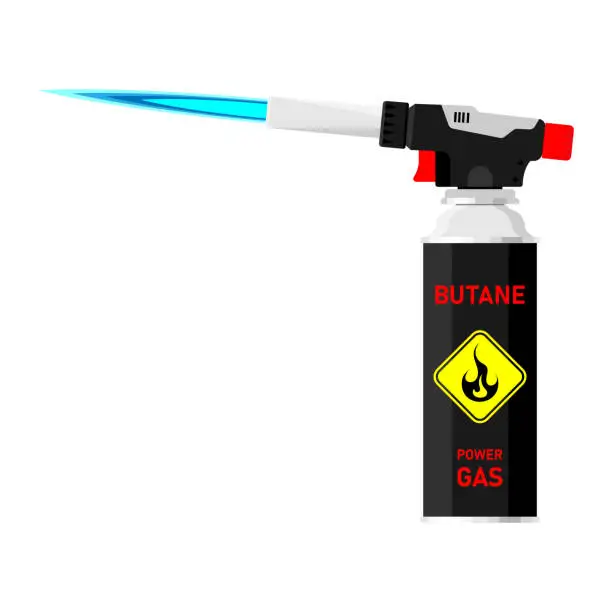 Vector illustration of Blowtorch with blue flame for construction. flat vector illustration