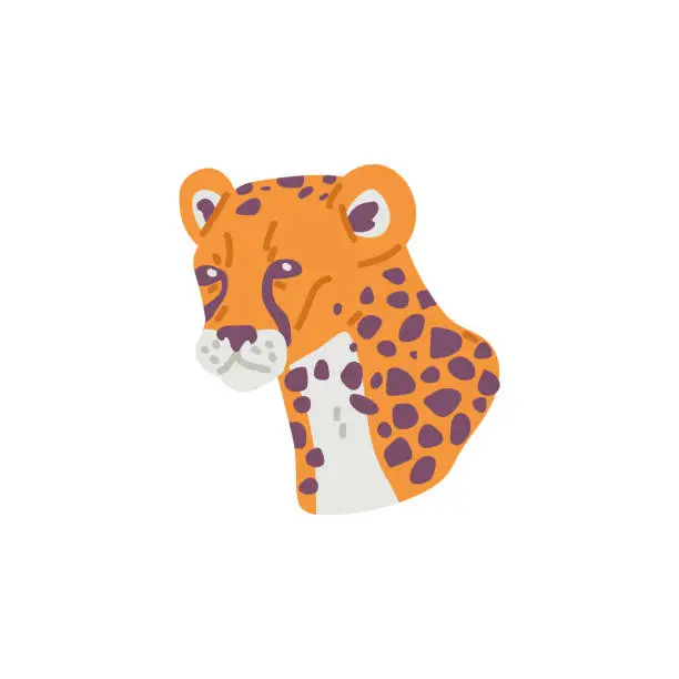 Vector illustration of Leopard or cheetah head flat style, vector illustration