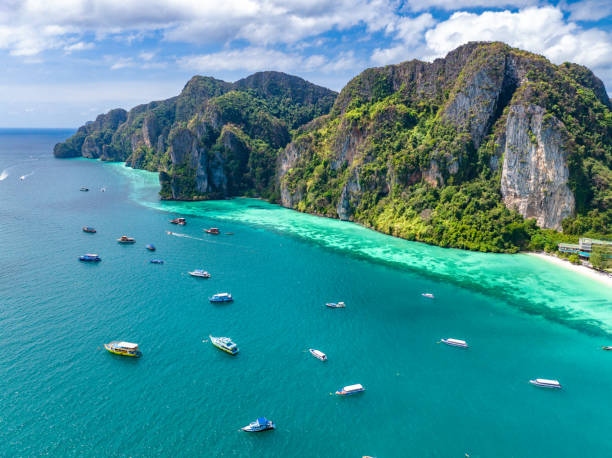 istock Aerial view of Ton Sai Beach in Koh Phi Phi, Krabi Thailand 1441093949