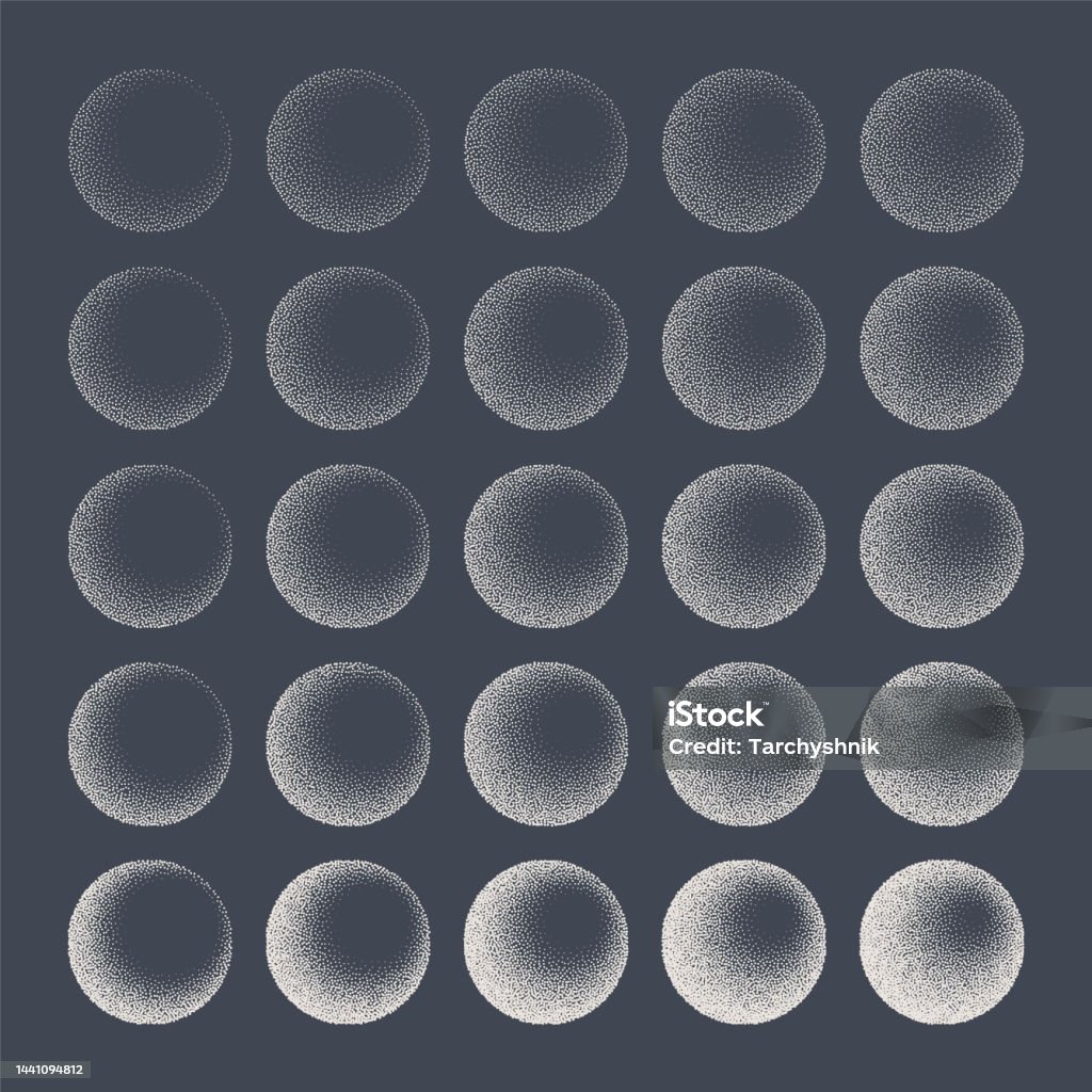 Round Shaped Dotted Objects Stipple Elements Fading Gradient Stippling ...