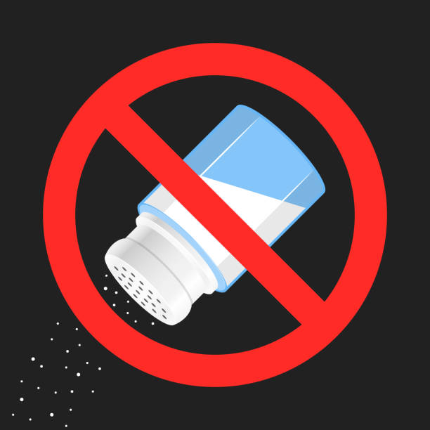 brak znaków soli. czerwony znak zakazu. symbol zatrzymania - solniczka stock illustrations