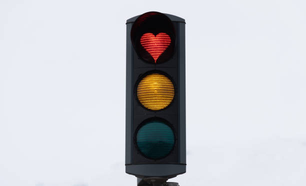 istock Heart Shaped Red Light Traffic Light with Love 1441098824