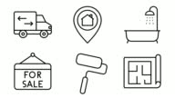 istock Real Estate icons. icon set. Line icon animation 1441102105