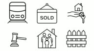 istock Real Estate icons. icon set. Line icon animation 1441102561