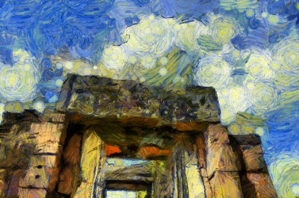istock Ancient stone castle in Thailand Illustrations creates an impressionist style of painting. 1441103229