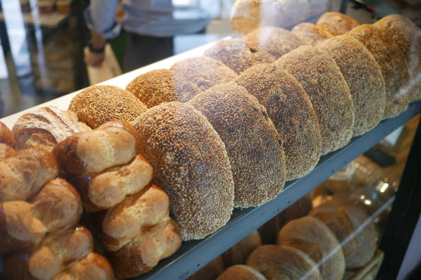 istock Baked pastry with glass window in the bakery , 1441103469