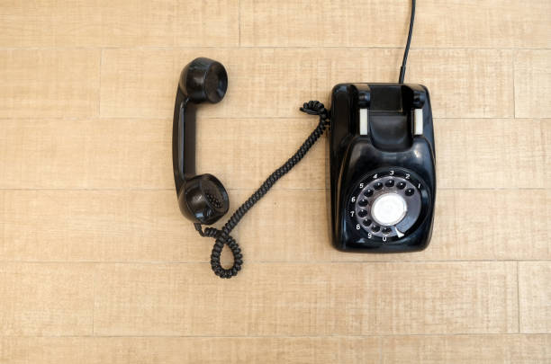 istock Old black retro rotary Telephone 1441107215