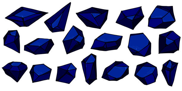 istock Hand drawn crystals set. Geometric gems diamonds vector illustration. Shard of glass clipart. 1441116059