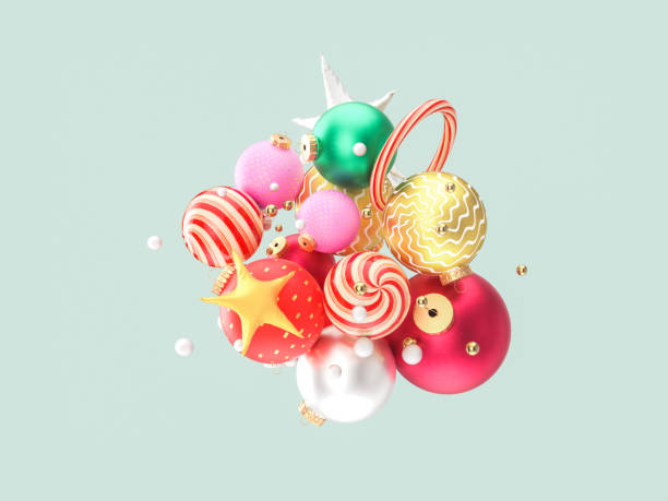 istock Abstract 3d art with winter Christmas ornaments decoration. 1441118064
