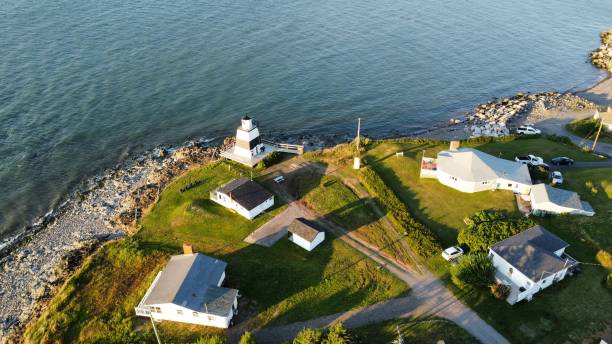 latarnia margaretsville - lighthouse local landmark blue canada zdjęcia i obrazy z banku zdjęć