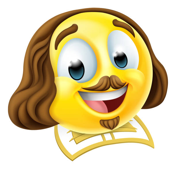 illustrations, cliparts, dessins animés et icônes de shakespeare poet emoticon emoji cartoon face icône - william shakespeare poet literature history