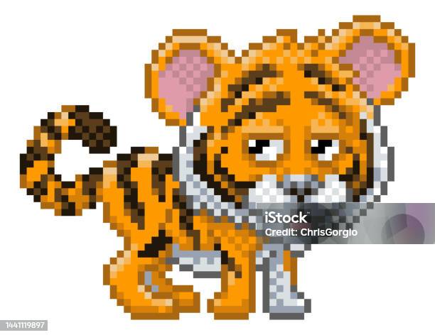 Tiger Pixel Art Safari Animal Video Game Cartoon Stock Illustration -  Download Image Now - Amusement Arcade, Analog, Animal - iStock