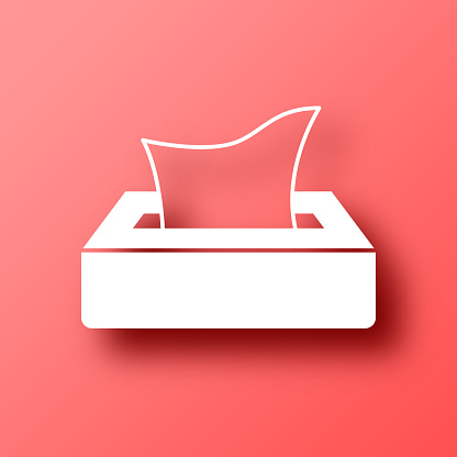 Tissue box. Icon on Red background with shadow