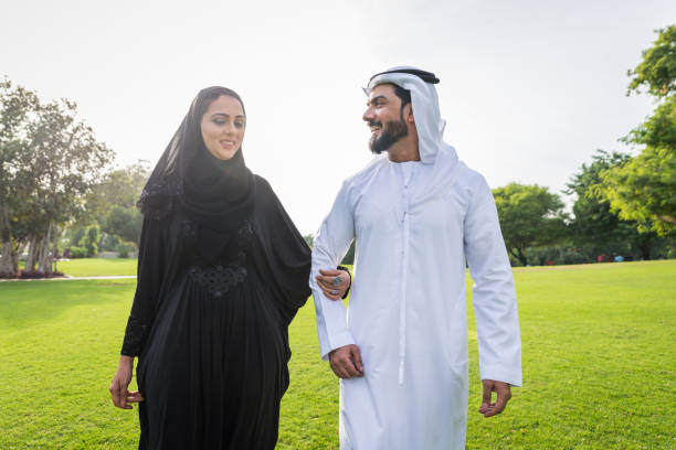 istock Happy arabian family in a park 1441126821