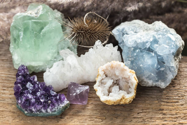 istock Stones and minerals set up for healing therapy 1441129093
