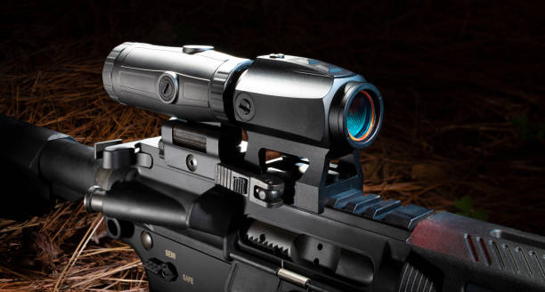 istock Magnifier behind a red dot sight on an AR-15 1441129625