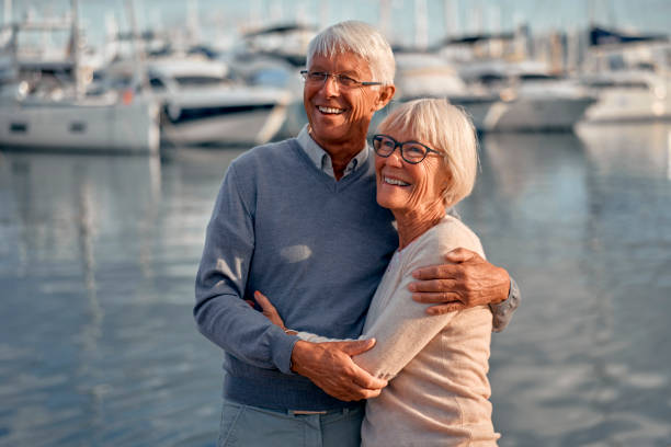 istock Senior couple on the beach 1441135291