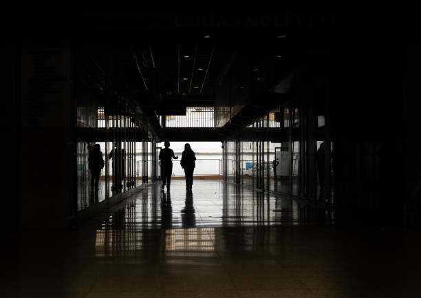 istock Urban glazed gallery with two people walking 1441135432