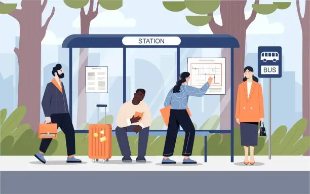 Vector illustration of Bus stop concept