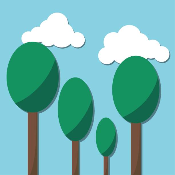 istock Simple flat style trees illustrations. Can be used to illustrate any nature or healthy lifestyle topic, big small trees 1441135686