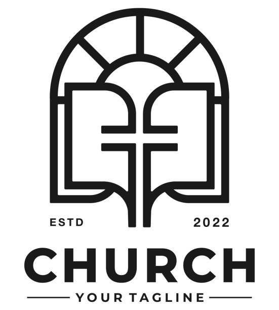 Classic Church Vector Illustration Design Template Classic Church Vector Illustration, Black and white Church Vector Illustration, Line art Church Vector Illustration, bible Classic Church Vector Illustration, Black and white Church Vector Illustration, Line art Church Vector Illustration, Cross Church Vector Illustration, Church Community Vector Illustration gospel stock illustrations