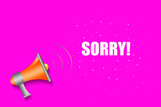 istock Sorry. Words and a megaphone on a bright pink background. Lifestyle. 1441141441