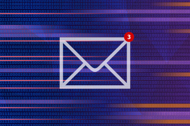 istock Envelope icon on purple-blue digital background. Email concept. Receiving messages. Business. Lifestyle. 1441141456