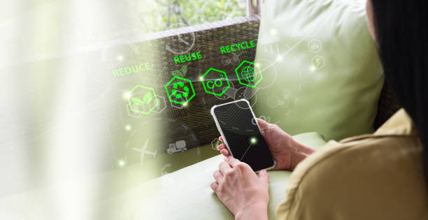 istock Enterprise based on renewable energy, sustainable development The idea of reducing CO2 emissions.Green businesses that use renewable energy can aid in the reduction of climate change, global warming. 1441144821