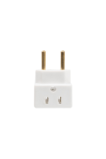 Multi plug power adapter isolated on white.