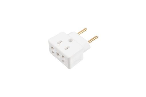 European power outlet on smooth white wall