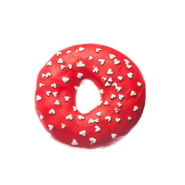 Red donut decoration isolated on white background Red donut decoration isolated on white background polymer clay sweets stock pictures, royalty-free photos & images