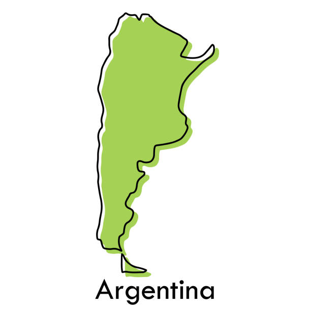 ilustraciones, imágenes clip art, dibujos animados e iconos de stock de mapa de argentina - concepto estilizado simple dibujado a mano con boceto de línea negra - mapa argentina