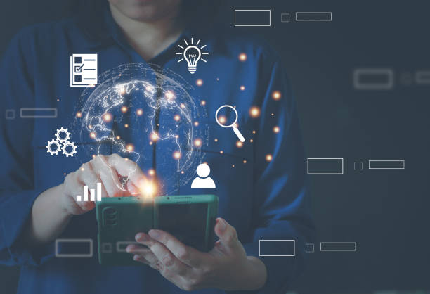 istock Businessman using smart phone to do online transactions via mobile phone with internet technology, concept of search connected to the world by internet technology, big data, online marketing 1441155361