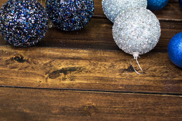 Blue and silver ornaments for Christmas, background