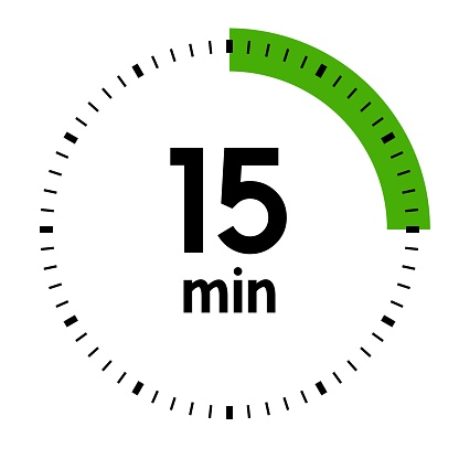 15 minutes,concept of time,timer,clock illustration,vector,transparent background.
