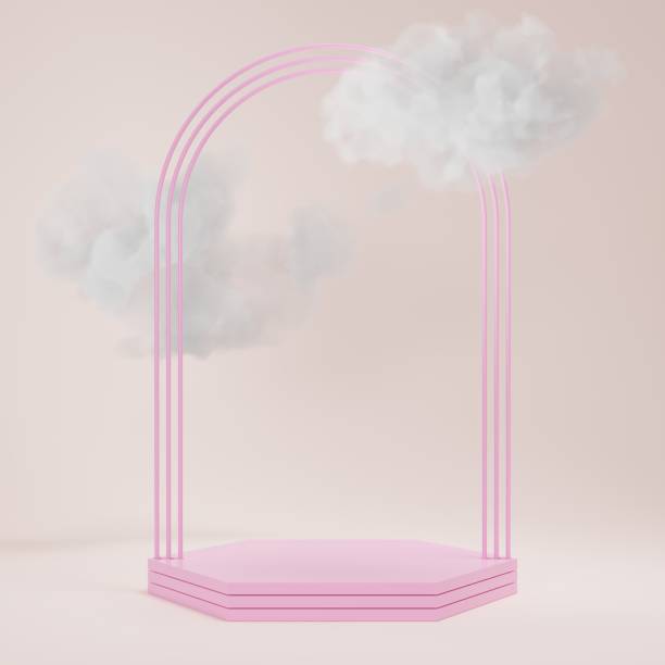 istock 3d rendering display product abstract minimal scene with geometric podium platform. stand for cosmetic products. Stage showcase on pedestal 3d studio. 1441157440