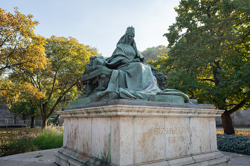 Statue of Elizabeth Queen of Hungary at Dobrentei square - created by Gyorgy Zala in 1932 - Budapest, Hungary