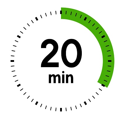 20 minutes,concept of time,timer,clock illustration,vector,transparent background.