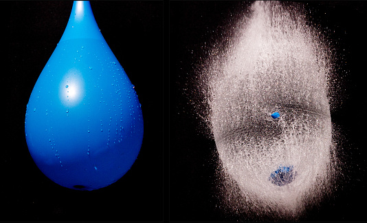 Exploding water balloon. high speed photography.