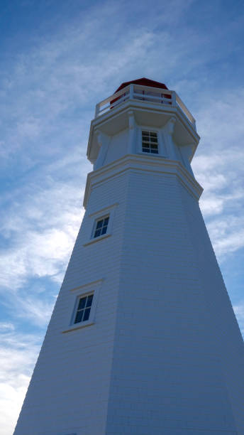 latarnia morska cap-jourimain - lighthouse local landmark blue canada zdjęcia i obrazy z banku zdjęć