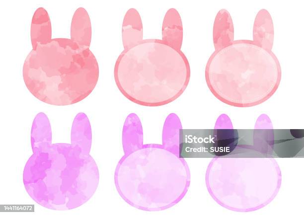 Cute Rabbit Shape Cute Rabbitshaped Frame Watercolor Pink Material Set Stock Illustration ...