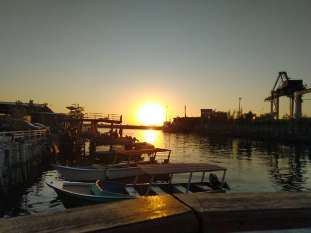 istock Beautifull sunset on the boat 1441168047