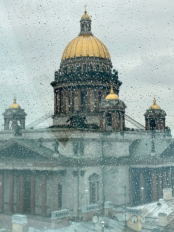 Saint Isaac's Cathedral through the window, St.Petersburg, Russia