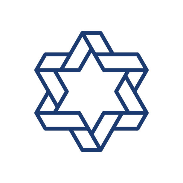 Curved ribbon in the shape of the Jewish Star of David in outline style vector illustration with editable stroke Curved ribbon in the shape of the Jewish Star of David in outline style vector illustration with editable stroke magen david adom stock illustrations