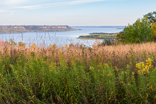 view above mississippi river valley and lake pepin from frontenac state park minnesota