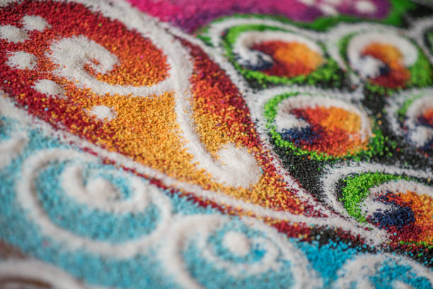 colorful rangoli art for diwali celebration at outdoor